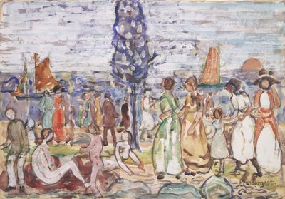Strand med det blå træ af Maurice Brazil Prendergast